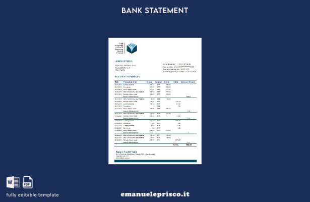modello excel di estratto conto bancario Saudi Arabia Banque Saudi Fransi in sti